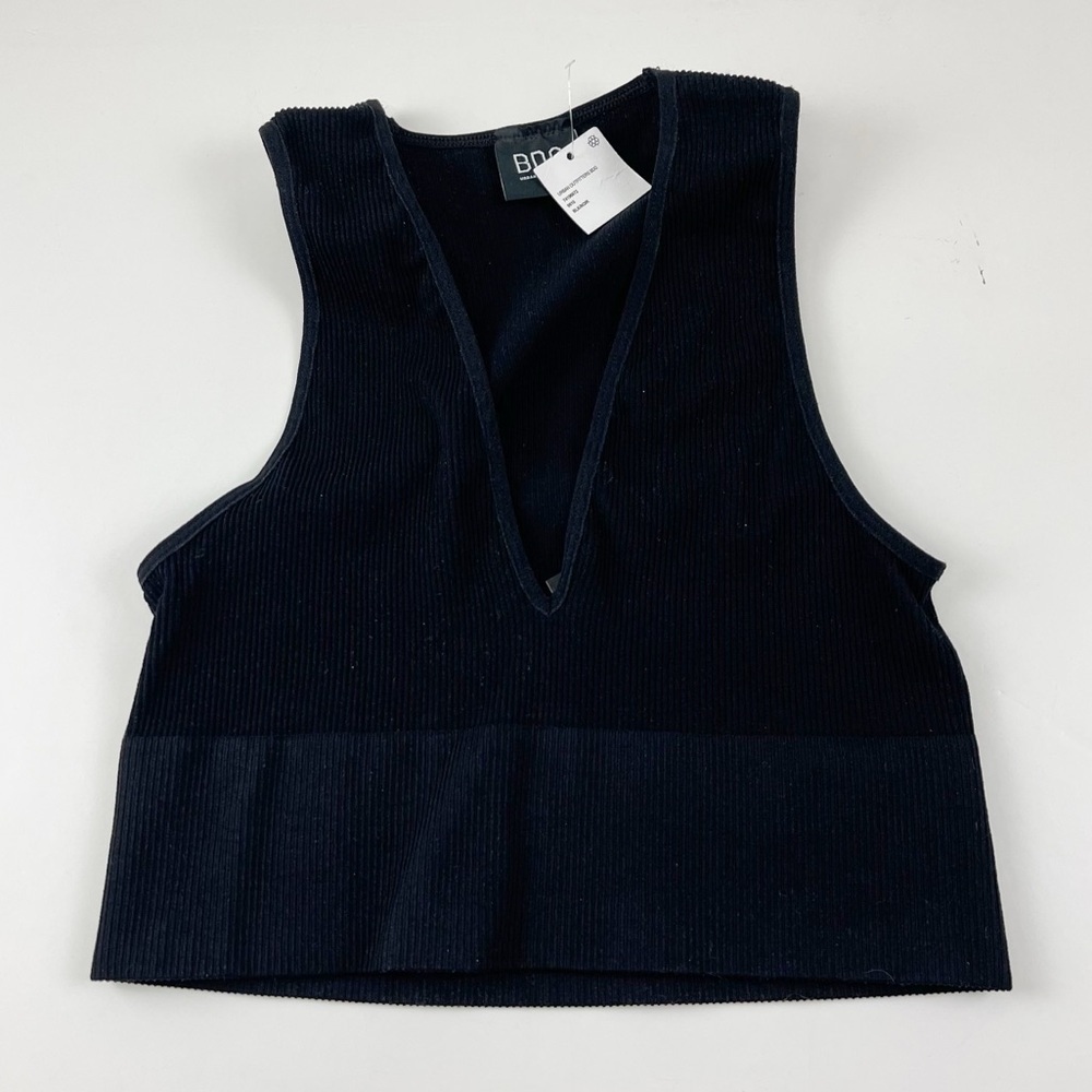 BDG Tank Top Womens Large Black Sleeveless Ribbed Stretch NWT NEW